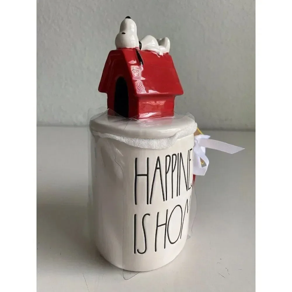 Rae Dunn Peanuts Happiness Is Home Snoopy Doghouse Mug‎ With Topper Ceramic Cup